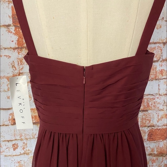 Bill Levkoff 1162 Wine Burgundy Regency Chiffon A-line Dress Bridesmaid 14 - Picture 8 of 9